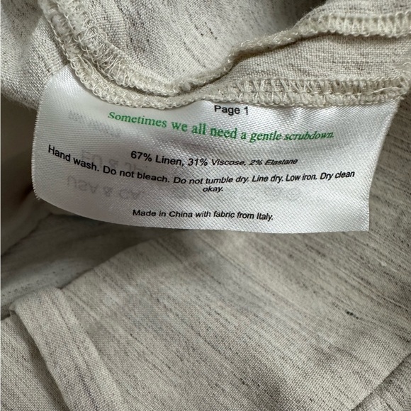 M.M. Lafleur Pants Linen Cropped Straight Beige Cream Casual Summer Size 14 - Picture 4 of 4